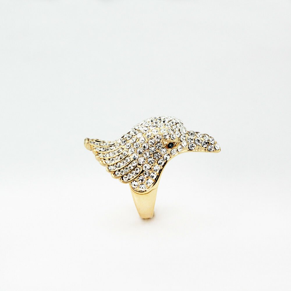 18K Gold Filled Crystal Eagle Head Ring