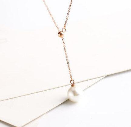 18K Rose Gold Filled Pearl Chain Necklace