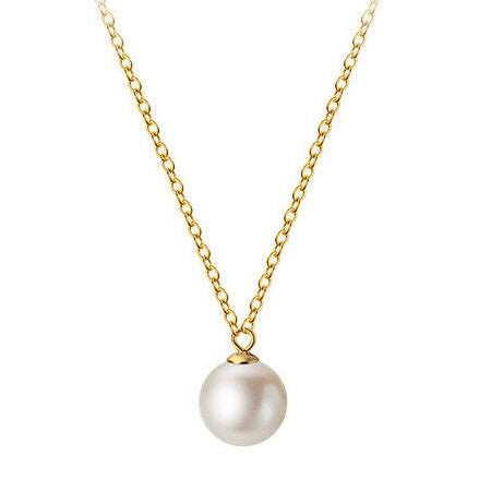 Sterling Silver 8mm Round Pearl Necklace