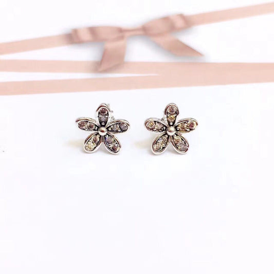 Sterling Silver 9mm Crystal Flower Earrings