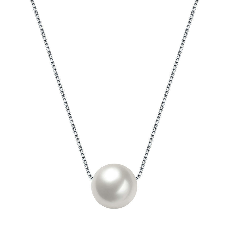 Sterling Silver 9mm Round Pearl Necklace