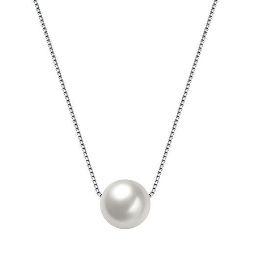 Sterling Silver 9mm Round Pearl Necklace