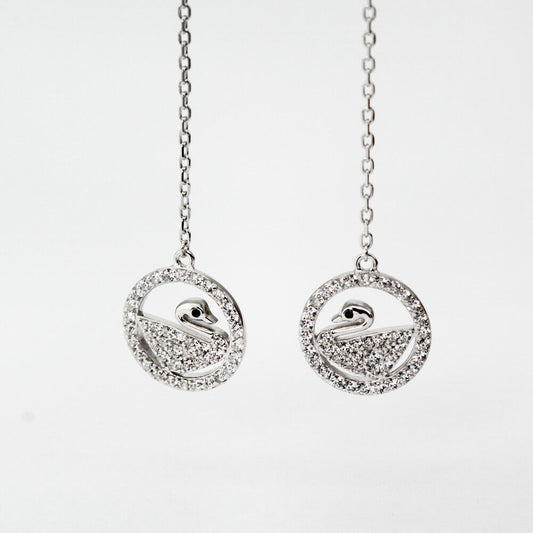 Sterling Silver Crystal Swan Earrings