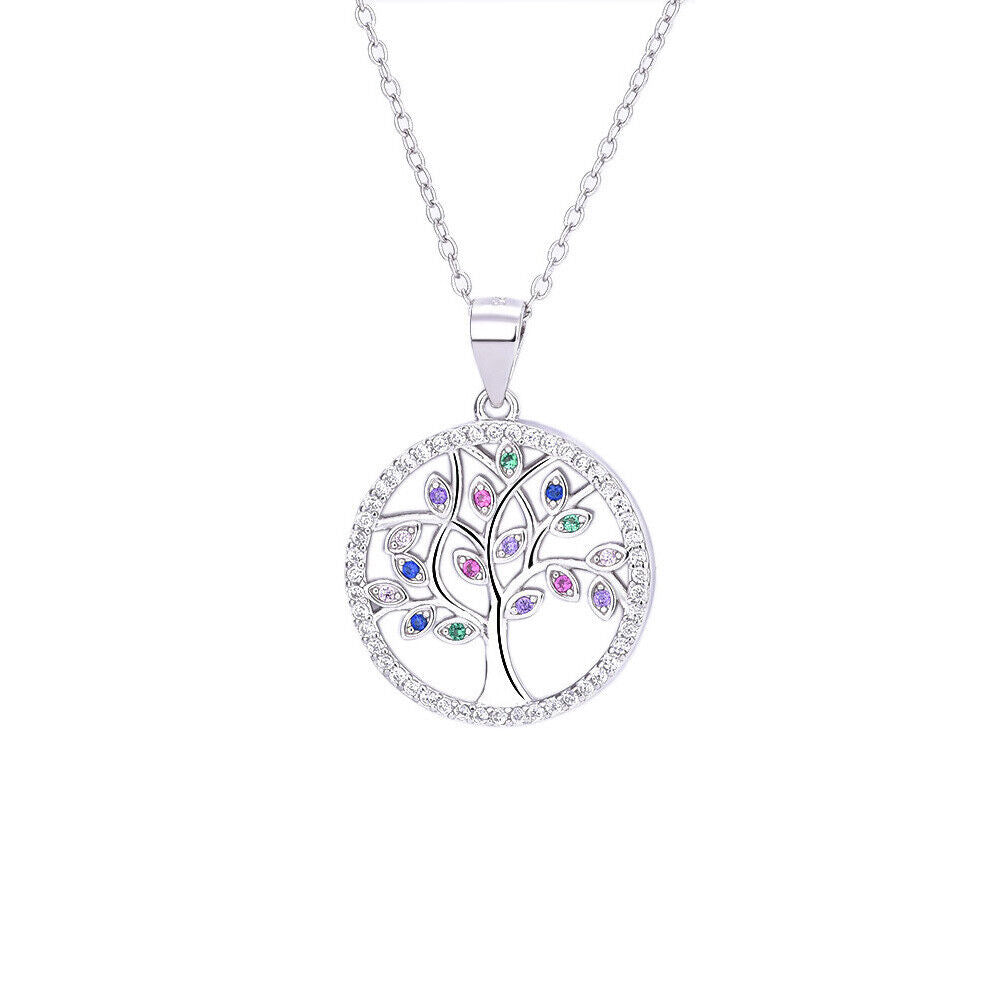 Sterling Silver Crystal Tree of Life Necklace