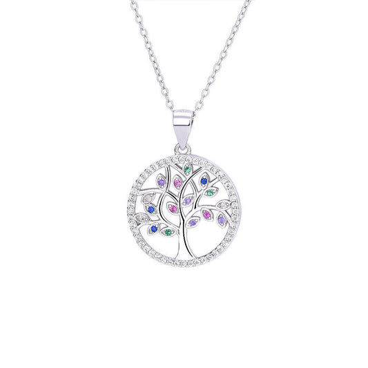 Sterling Silver Crystal Tree of Life Necklace