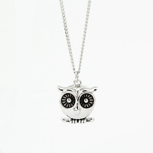 Sterling Silver Cute Owl Necklace